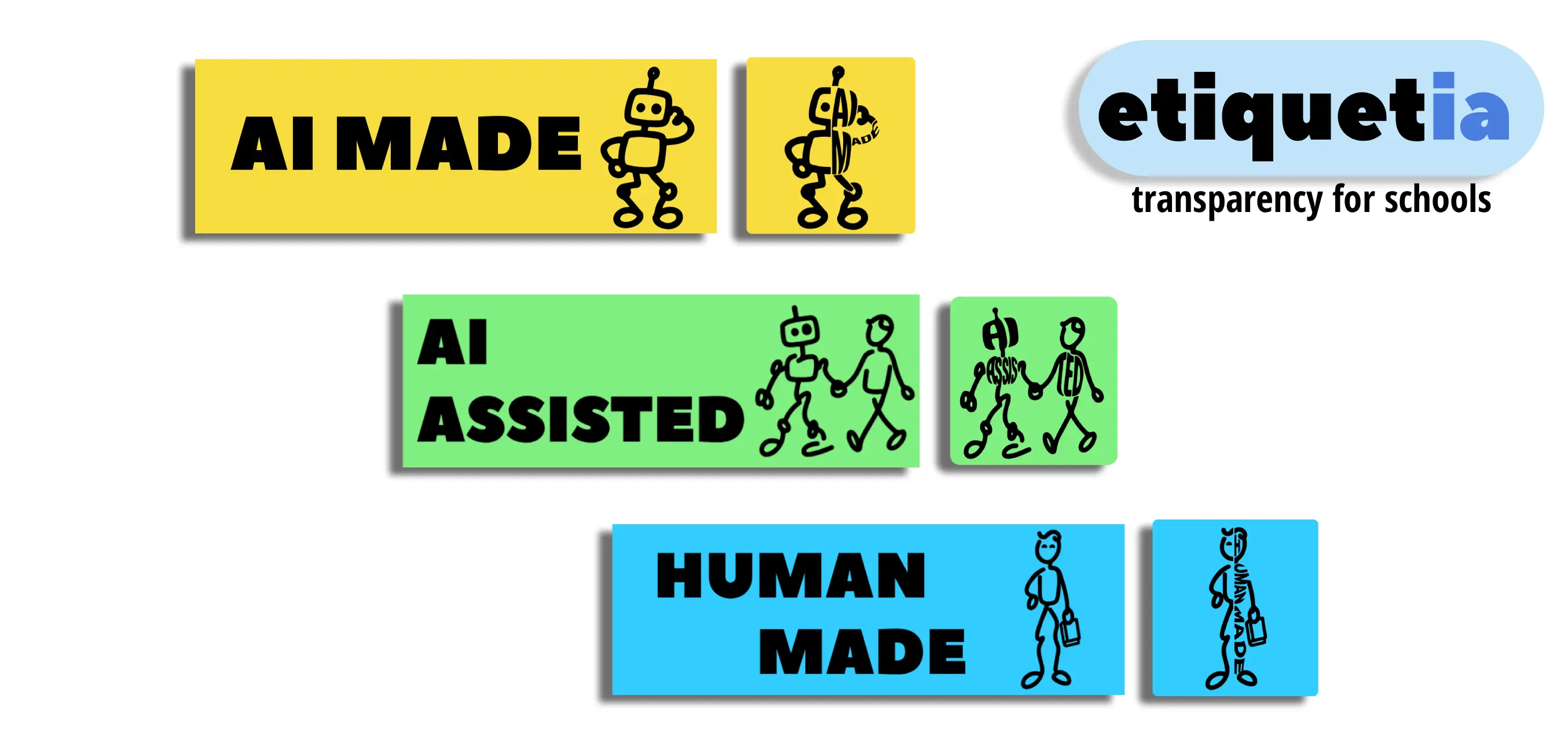 Sistema de etiquetas de Etiquetia: AI Made, AI Assisted y Human Made
